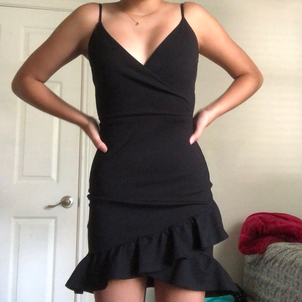 Black Ruffle cocktail dress worn once
